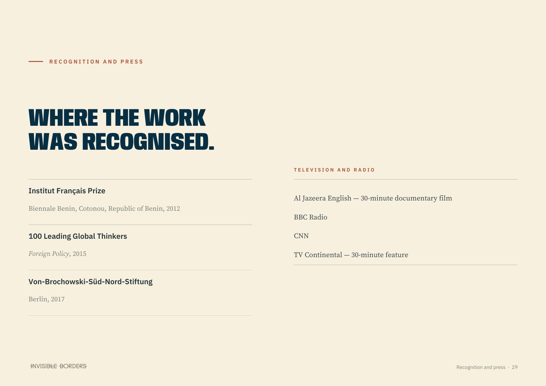 Recognition and press